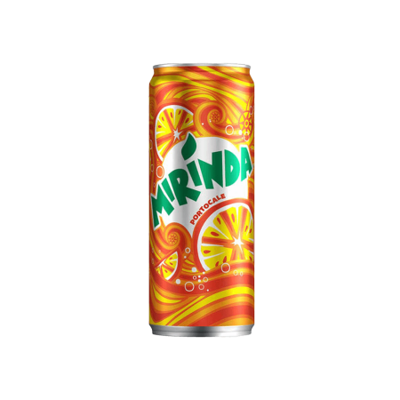 Mirinda, 330 ml, băutură răcoritoare carbogazoasă cu aromă de portocală, servită la restaurantul Jin Ding din Sector 2, București. Preț 12,5 LEI (inclusiv garanție ambalaj).