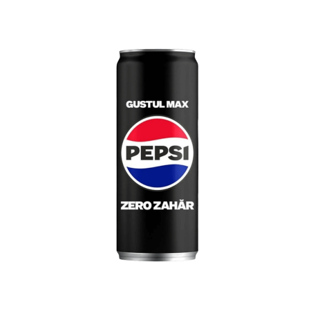 Pepsi Zero, 330 ml, băutură răcoritoare carbogazoasă fără zahăr, servită la restaurantul Jin Ding din Sector 2, București. Preț 12,5 LEI (inclusiv garanție ambalaj).