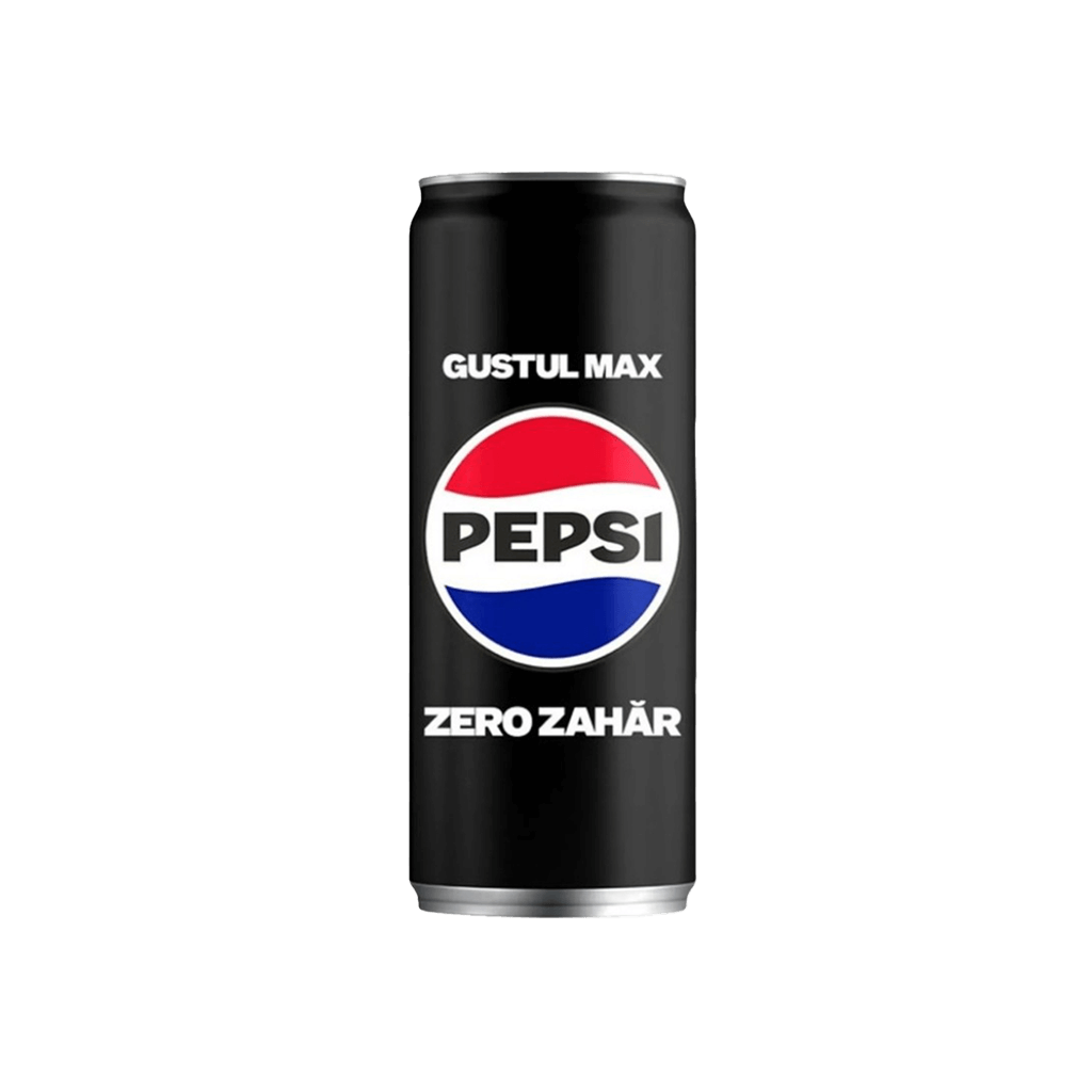Pepsi Zero, 330 ml, băutură răcoritoare carbogazoasă fără zahăr, servită la restaurantul Jin Ding din Sector 2, București. Preț 12,5 LEI (inclusiv garanție ambalaj).