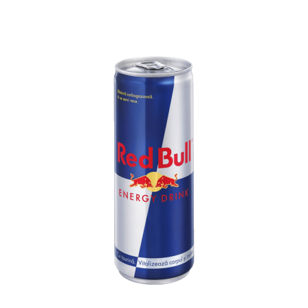 Red Bull, 250 ml, băutură energizantă premium, servită la restaurantul Jin Ding din Sector 2, București. Preț 15,5 LEI (inclusiv garanție ambalaj).